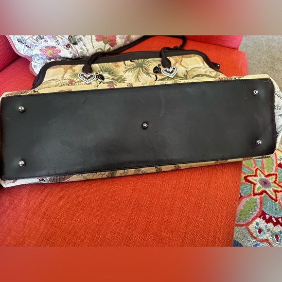 Brighton Embroidered Tapestry Canvas and Leather Camel and monkeys design Tote - Picture 6 of 11